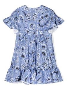 ETRO KIDS paisley-print belted dress - Blauw