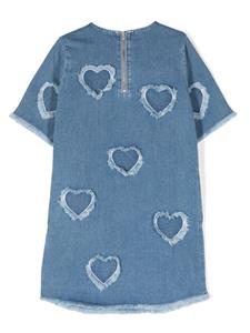 Stella McCartney Kids heart-patch denim midi dress - Blauw