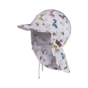 Sterntaler Peaked pet met nekbescherming Dinos wit