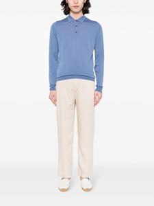 johnsmedley John Smedley Wollen poloshirt met lange mouwen - Blauw