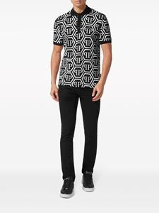 philippplein Philipp Plein Katoenen poloshirt met monogram - Zwart