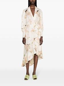 ZIMMERMANN Midi-wikkeljurk met print - Roze