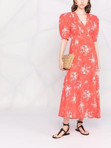 ulyanasergeenko Ulyana Sergeenko Midi-jurk met bloemenprint - Rood