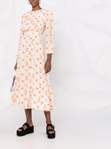 ulyanasergeenko Ulyana Sergeenko Midi-jurk met bloemenprint - Beige