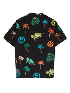 barrowkids Barrow kids Bowlingshirt met palmprint - Zwart