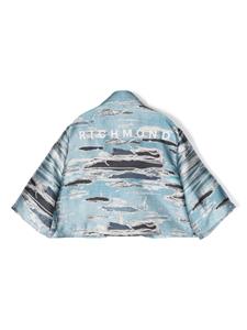 johnrichmondjunior John Richmond Junior Peplum shirt met gerafelde print - Blauw