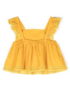 stellamccartneykids Stella McCartney Kids Broderie anglaise flared shirt - Geel