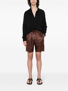 TOM FORD pleated silk twill shorts - Bruin