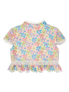 MARLO Top met bloemenkant - Roze
