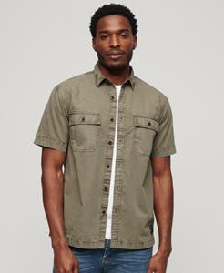 Superdry Mannen Military Overhemd met Korte Mouwen Khaki