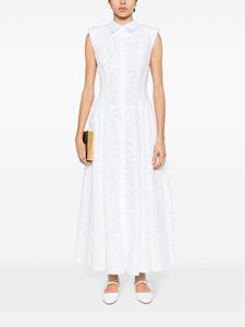 Huishan Zhang Alain broderie anglaise midi-jurk - Wit