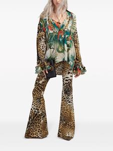 Roberto Cavalli leopard-print flared trousers - Bruin