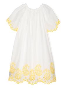 zimmermannkids ZIMMERMANN Kids Junie katoenen jurk met geborduurde bloemen - Wit