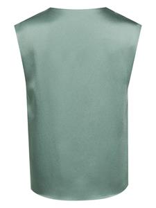 STYLAND Mouwloze satijnen blouse - Groen