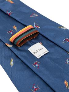 Paul Smith Zijden stropdas met borduurwerk - Blauw