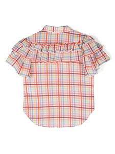 Miss Grant Kids ruffled check-pattern shirt - Rood