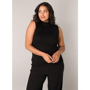 Base Level Curvy Geribde tanktop met hoge kraag