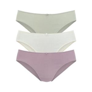 Vivance Jazz-hipsters van zachte en elastische ribstof, met delicate roosjes vooraan (3 stuks)