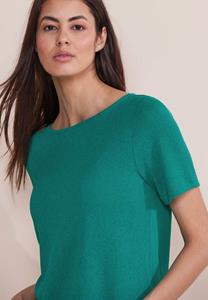STREET ONE T-Shirt Street One Shirt im Strick Look in Intense Aqua (1-tlg) Nackenschlitz