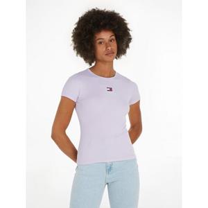 TOMMY JEANS Shirt met ronde hals TJW SLIM BADGE RIB TEE met -logoborduursel