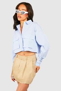 Boohoo Gerafelde Mini Rok Met Zak Detail, Stone