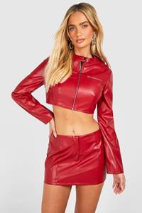 Boohoo Pu Mini Rokje, Merlot