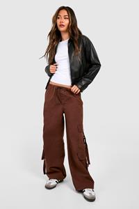 Boohoo Cargo Pocket Straight Leg Trouser, Brown