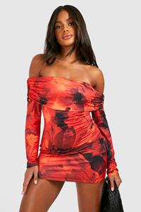 Boohoo Mini Jurk Met Uitgesneden Hals, Uitgesneden Rug En Opdruk, Red