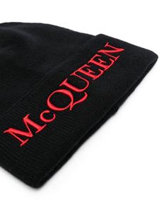 Alexander McQueen Muts met geborduurd logo - Zwart