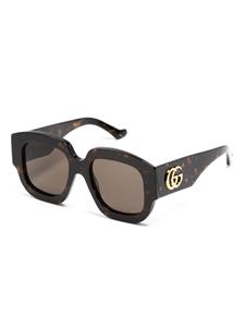 Gucci Eyewear Zonnebril met rechthoekig montuur en GG-logo - Bruin