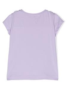 Monnalisa T-shirt met ronde hals en bloemdetail - Paars