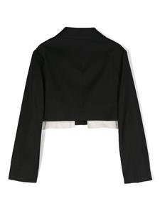 Elisabetta Franchi La Mia Bambina logo-embroidered cropped blazer - Zwart