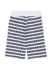 balmainkids Balmain Kids Katoenen shorts met logoprint - Wit