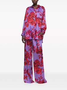 azfactory AZ FACTORY Blouse met hibiscus print en satijnen afwerking - Paars