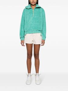 Patou Badstof hoodie met halve rits - Groen