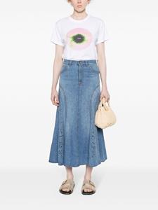 Chloé Denim mini-rok met geborduurde bloemen - Blauw