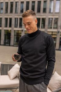 DIRTS Herren vegan Strick-Rollkragenpullover Schwarz