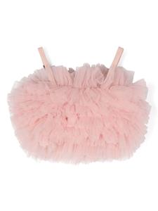 elisabettafranchilamiabambina Elisabetta Franchi La Mia Bambina Cropped tulen top met ruches - Roze