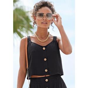 Vivance Crop-top met sierknopen, luchtige zomertop