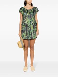 lygia&nanny Lygia & Nanny Shiva mini-jurk met botanische print - Groen