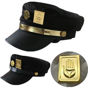 91530103MAC32JTX96 JoJo's Bizarre Adventure Kujo Jotaro Cosplay Cap Unisex Volwassen Metalen Badge Hoed Prop goud