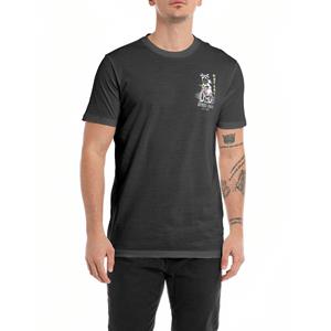 Replay Recht T-shirt met print voor- en achteraan