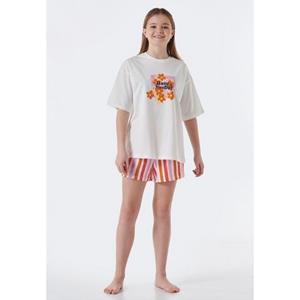 Schiesser Pyjama "Nightwear" met "have a nice day"-tekst en zomerse bloemenprint (2-delig)