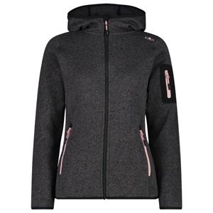 CMP  Women's Jacket Fix Hood Jacquard Knitted 3H19826 - Fleecevest, zwart/grijs