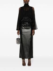 Alberta Ferretti chiffon silk hooded blouse - Zwart