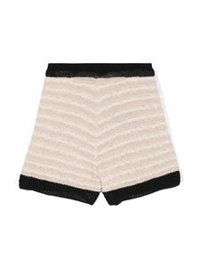 balmainkids Balmain Kids Gebreide shorts met franje - Beige