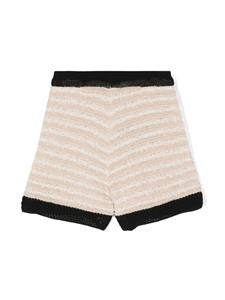 Balmain Kids frayed knitted shorts - Beige