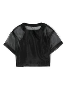 elisabettafranchilamiabambina Elisabetta Franchi La Mia Bambina Semi-doorzichtige blouse met geborduurd logo - Zwart