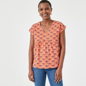 ANNE WEYBURN T-shirt met V-hals, korte mouwen, grafische print