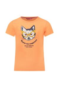 Tygo & Vito Meisjes t-shirt print neon koraal
